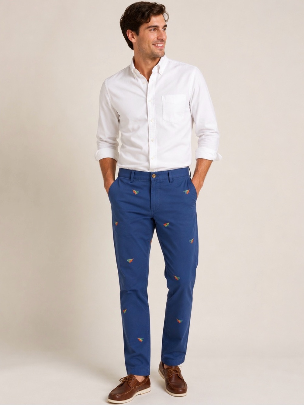 Vineyard Vines Men’s 35x32 Blue Embroidered Fishing Lure Chino Pants